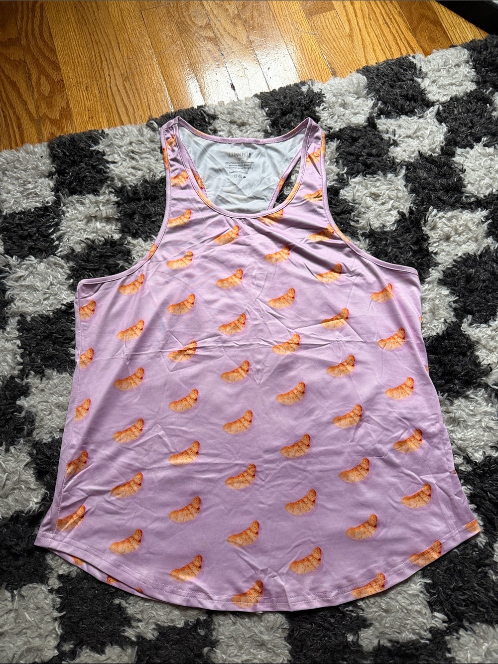 JJ Malibu Lilac Purple Croissant All-Over Print Racerback Tank Top Large